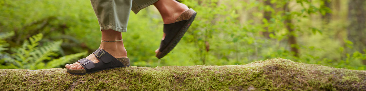 Cascade sandal on log